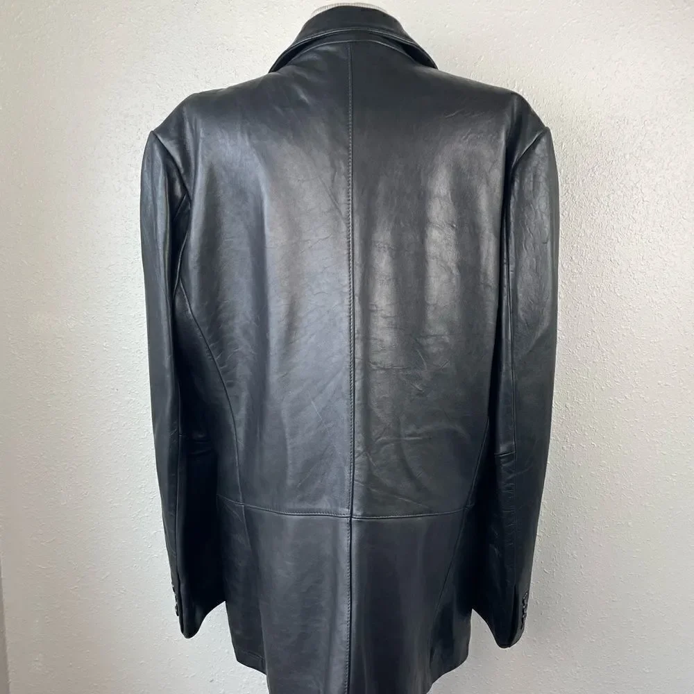 Claiborne Black Leather Jacket Size 42R EUC